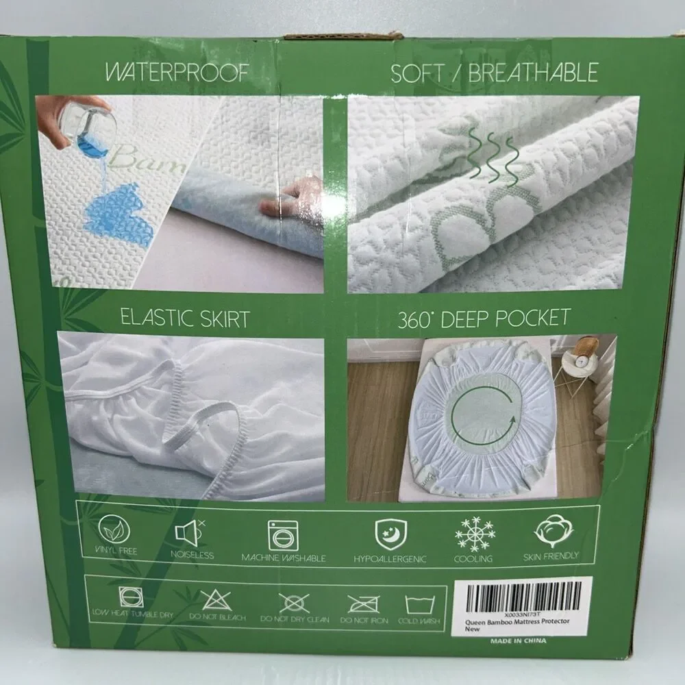 GOONIK Queen Mattress Protector, Breathable Bamboo Viscose Waterproof - NEW